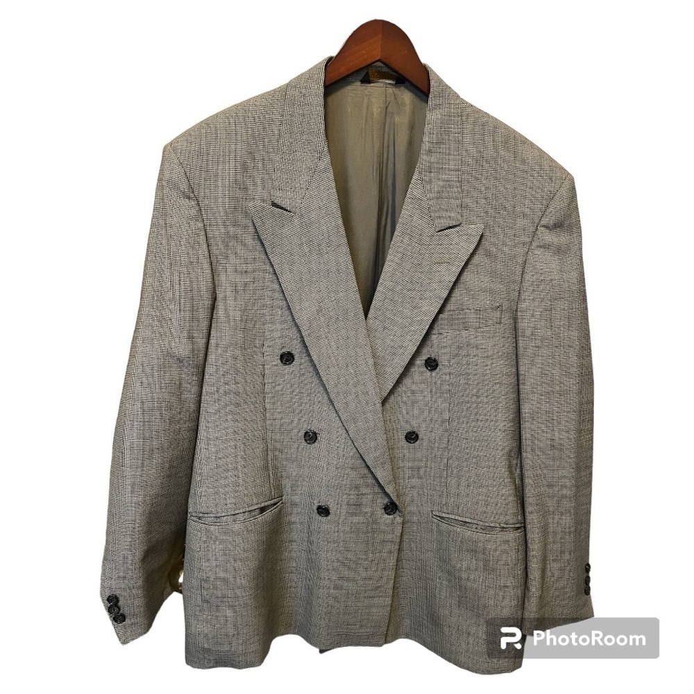 Vintage Givenchy Wool Blazer Mens Navy Double Breasted Sport Coat Jacket